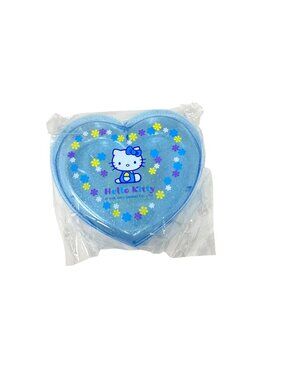 Sanrio Hello Kitty Heart Shaped Gift Box Clear Blue Sparkles Container